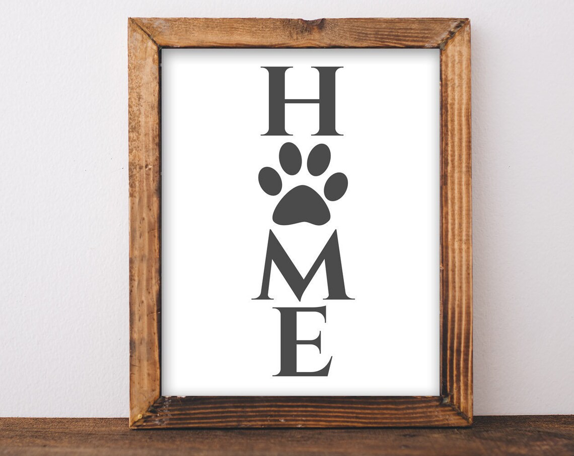 Home Paw Print Art Print, Black and White Decor