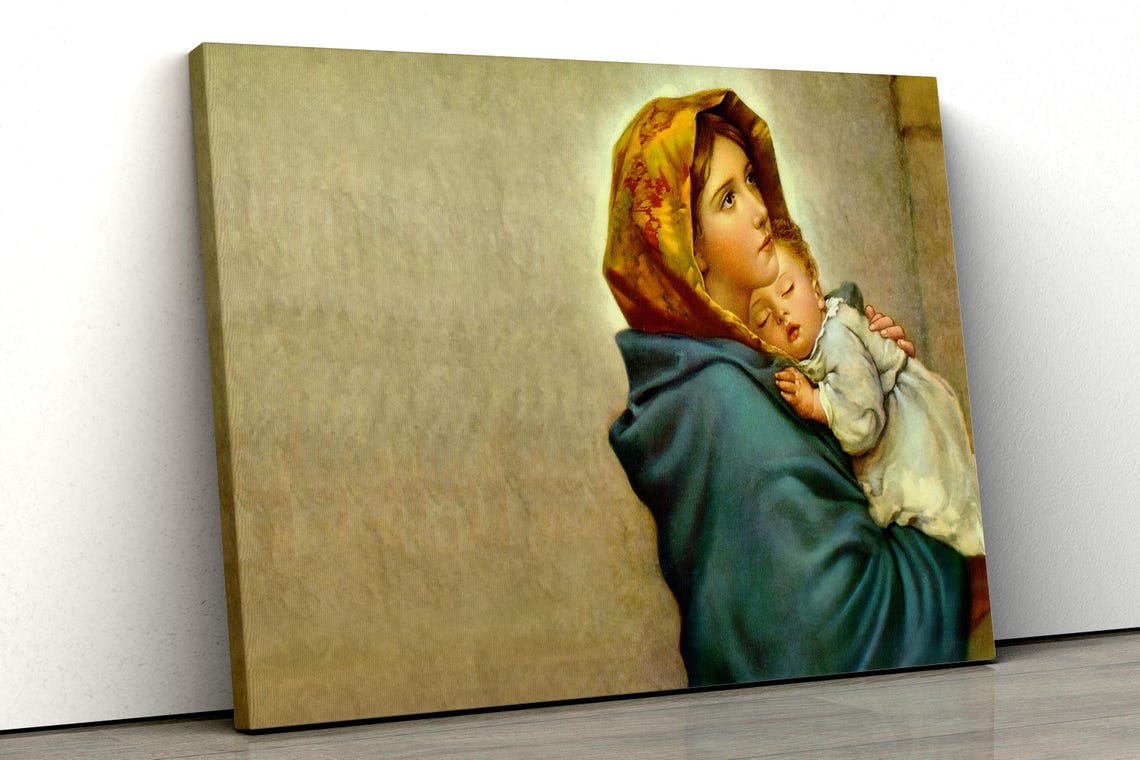 Virgin Mary Holding Sleeping Baby Jesus Classic Catholic Art Print - Image 5