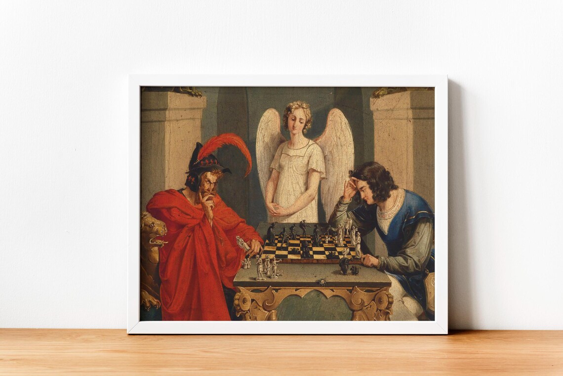 Faust and Mephistopheles Playing Chess Art Print - Image 4
