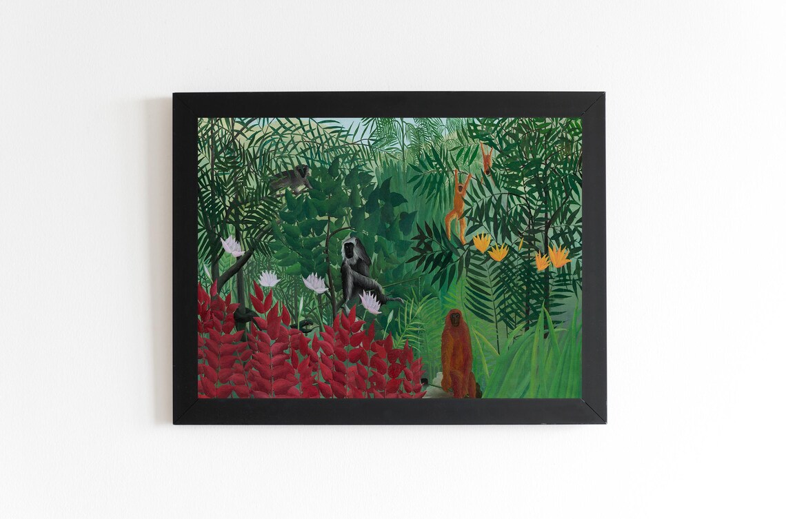Tropical Jungle With Monkeys Henri Rousseau Style Vintage Art Print - Image 2