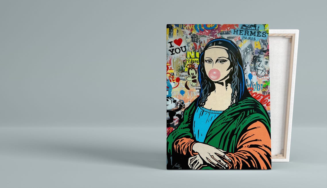 Mona Lisa Blowing Bubblegum Street Art Graffiti Pop Culture Poster - Image 4