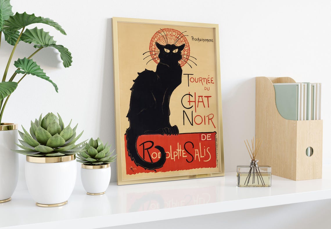 Vintage Le Chat Noir Paris French Cabaret Black Cat Art Poster - Image 2