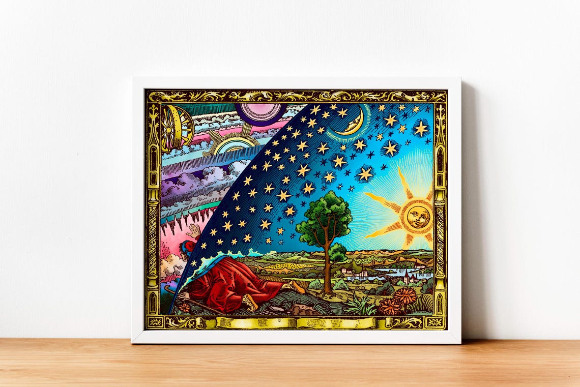 Flammarion Engraving Man Looking Beyond The Starry Sky Art Poster - Image 3