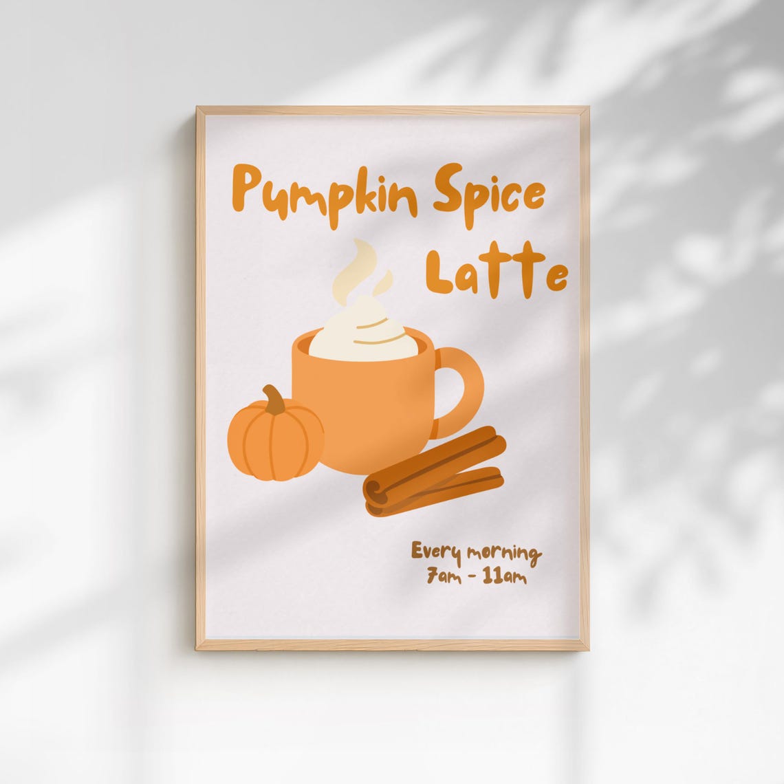 Pumpkin Spice Latte Print Cozy Fall Kitchen Art