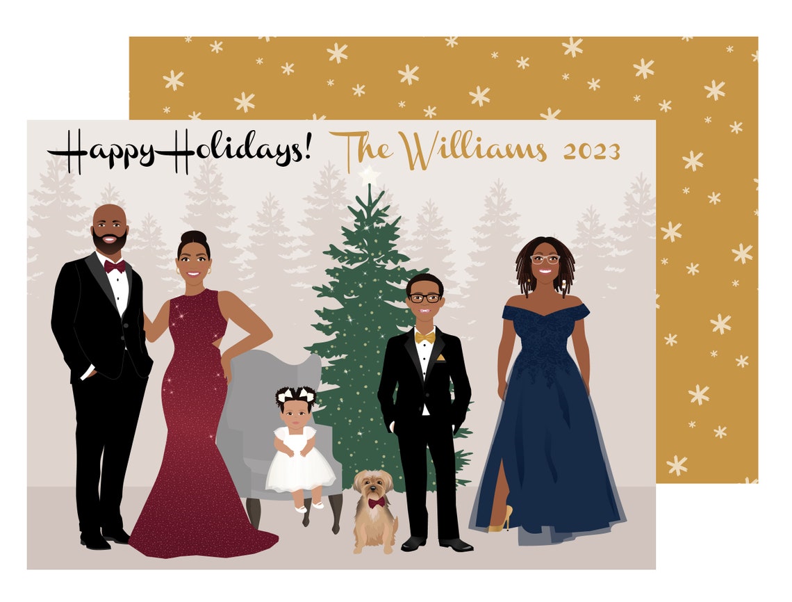 Custom Elegant Family Holiday Card with Two White Dogs Poster - Image 4