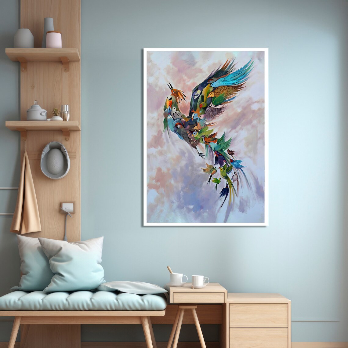 Bird Flock Art Print, Vibrant Animal Painting - Image 4