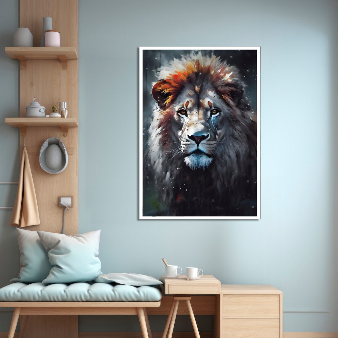 Majestic Lion, Modern Painting Animal Art Print - Image 4