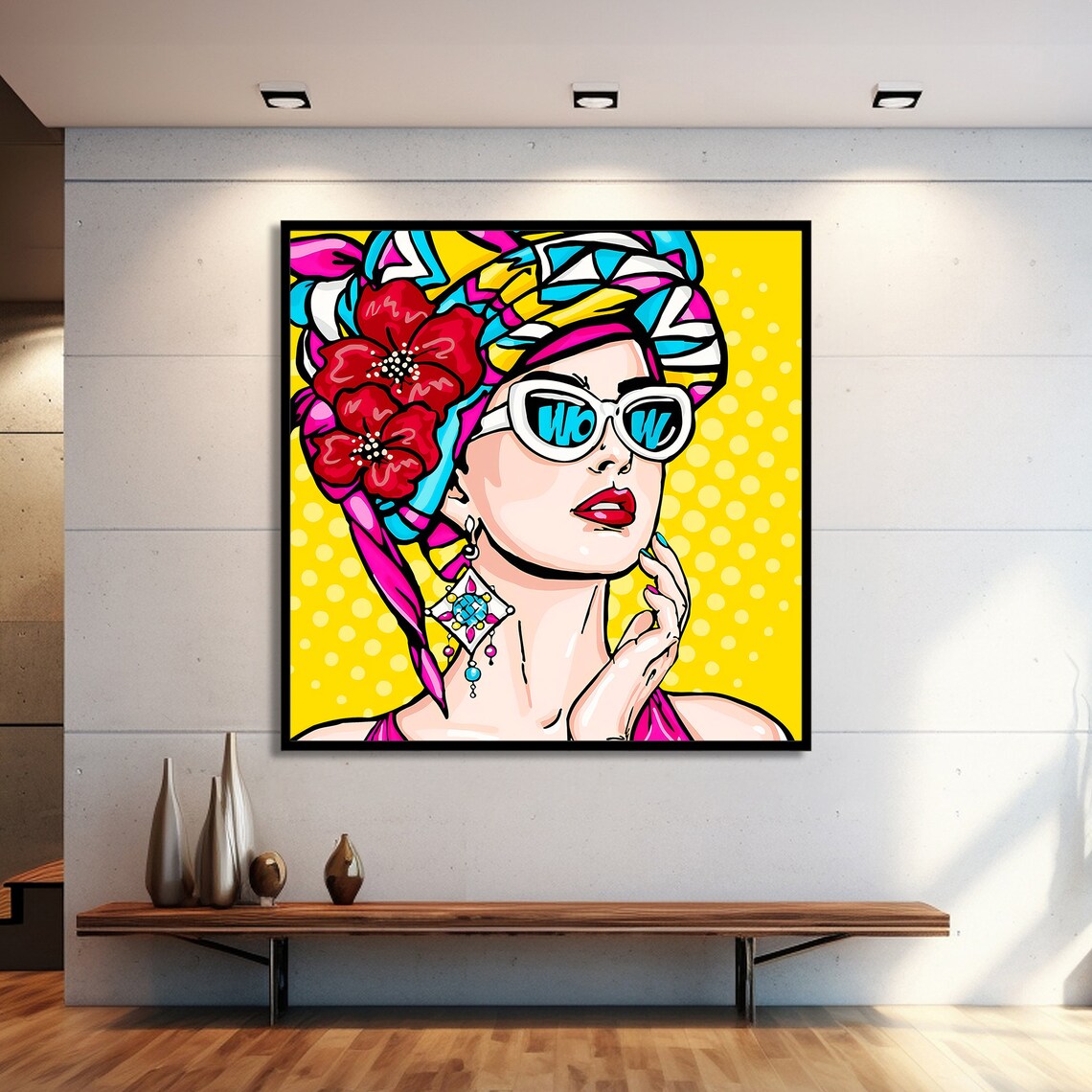 Retro Pop Art Woman, Stylish Sunglasses Fashion Decor - Image 2