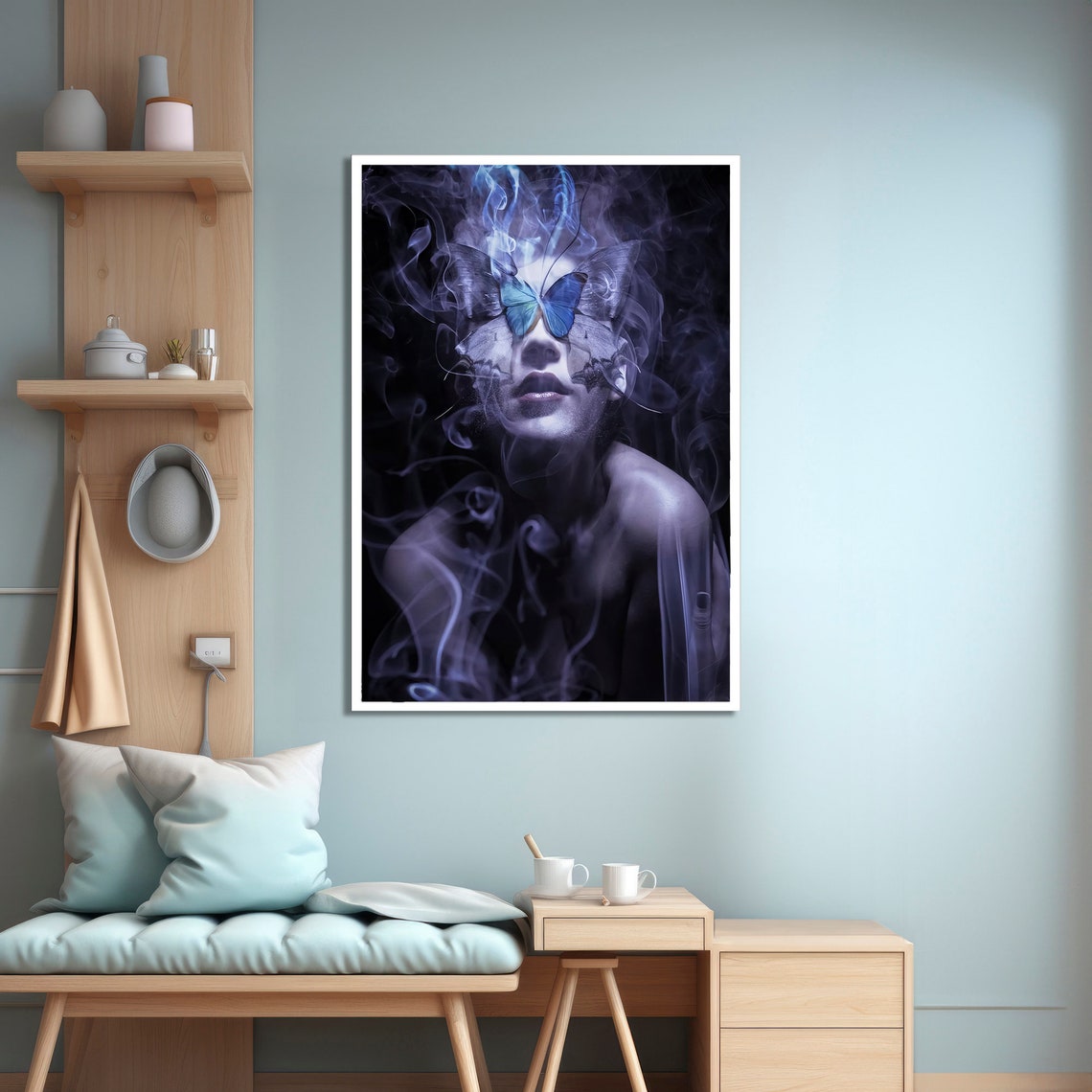 Mystical Butterfly Woman, Surreal Modern Wall Decor - Image 4