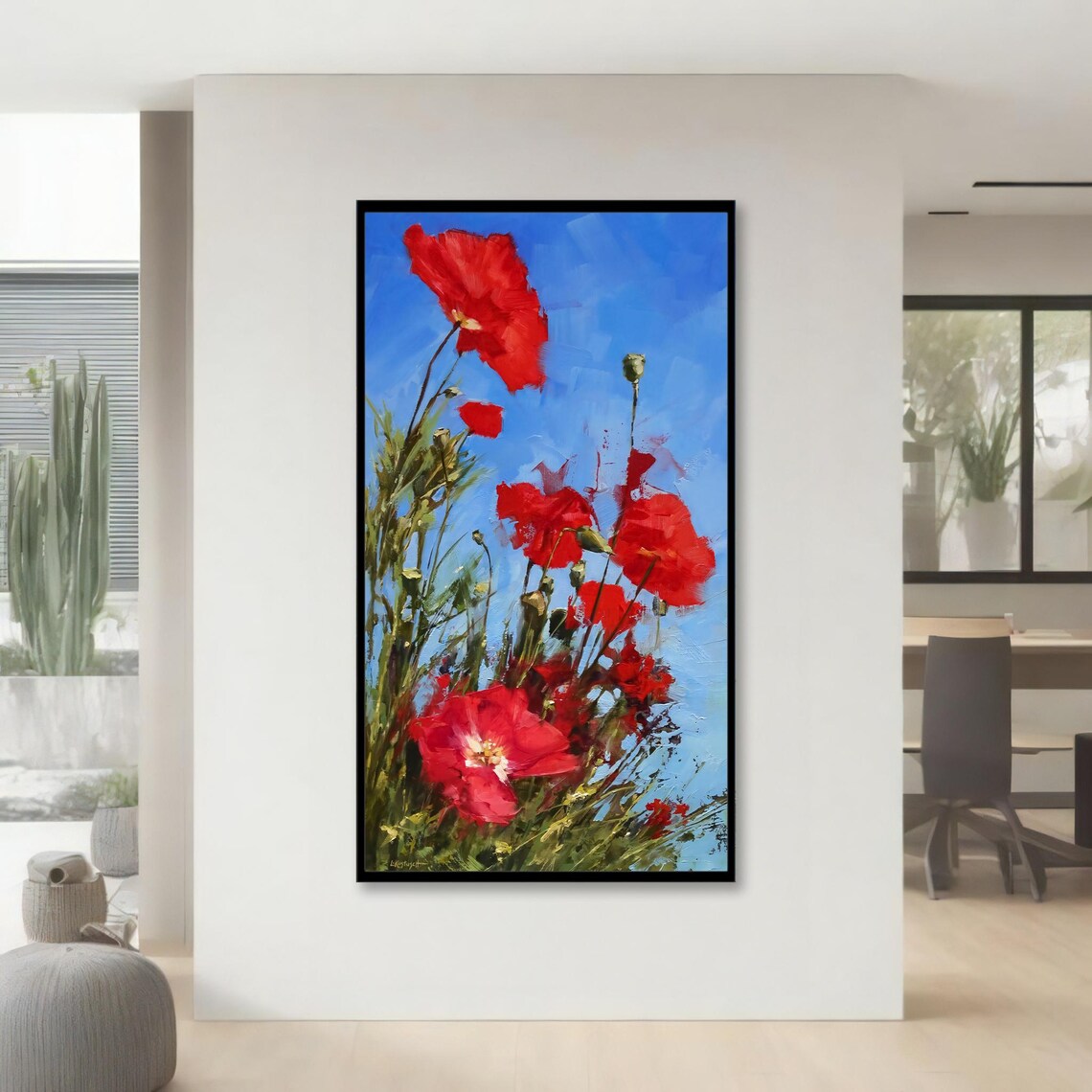 Red Poppies Painting, Bold Floral Wall Art - Image 4