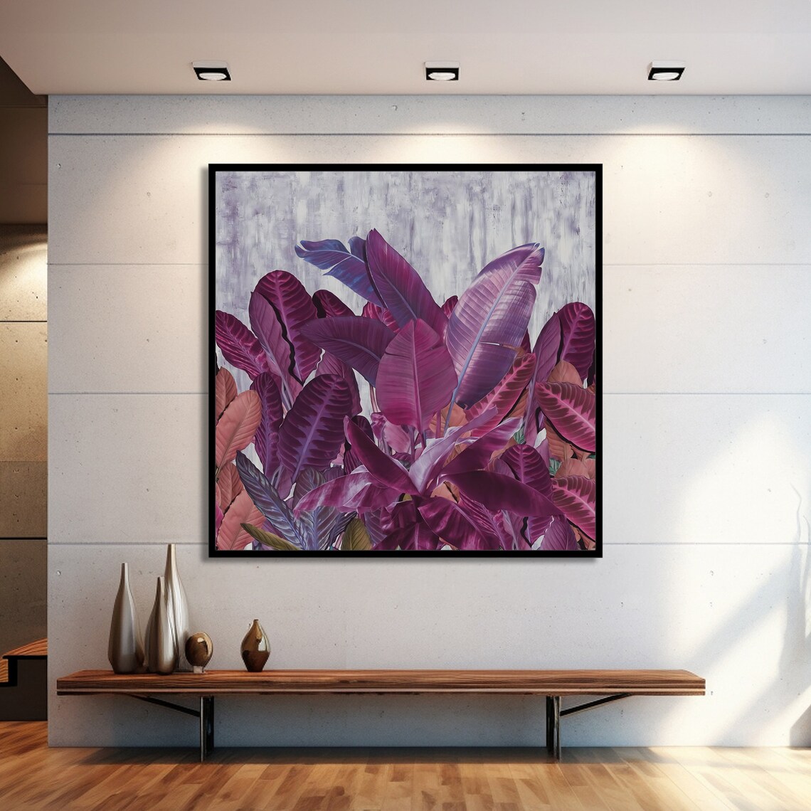 Lush Purple Foliage Painting, Modern Botanical Art - Image 2