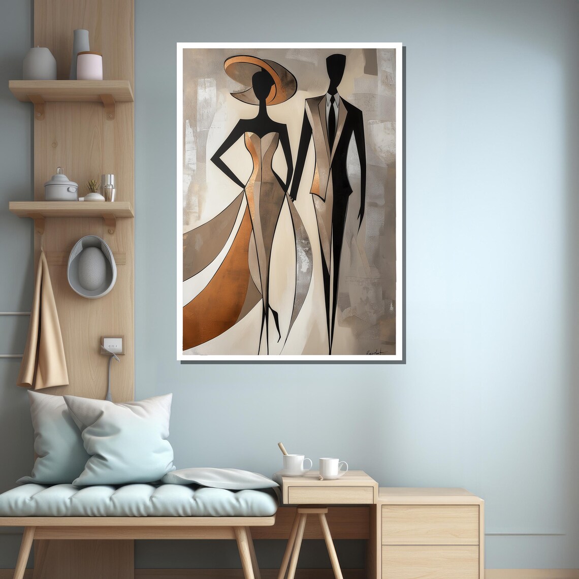 Elegant Couple Abstract Style Modern Fashion Art Print - Image 3