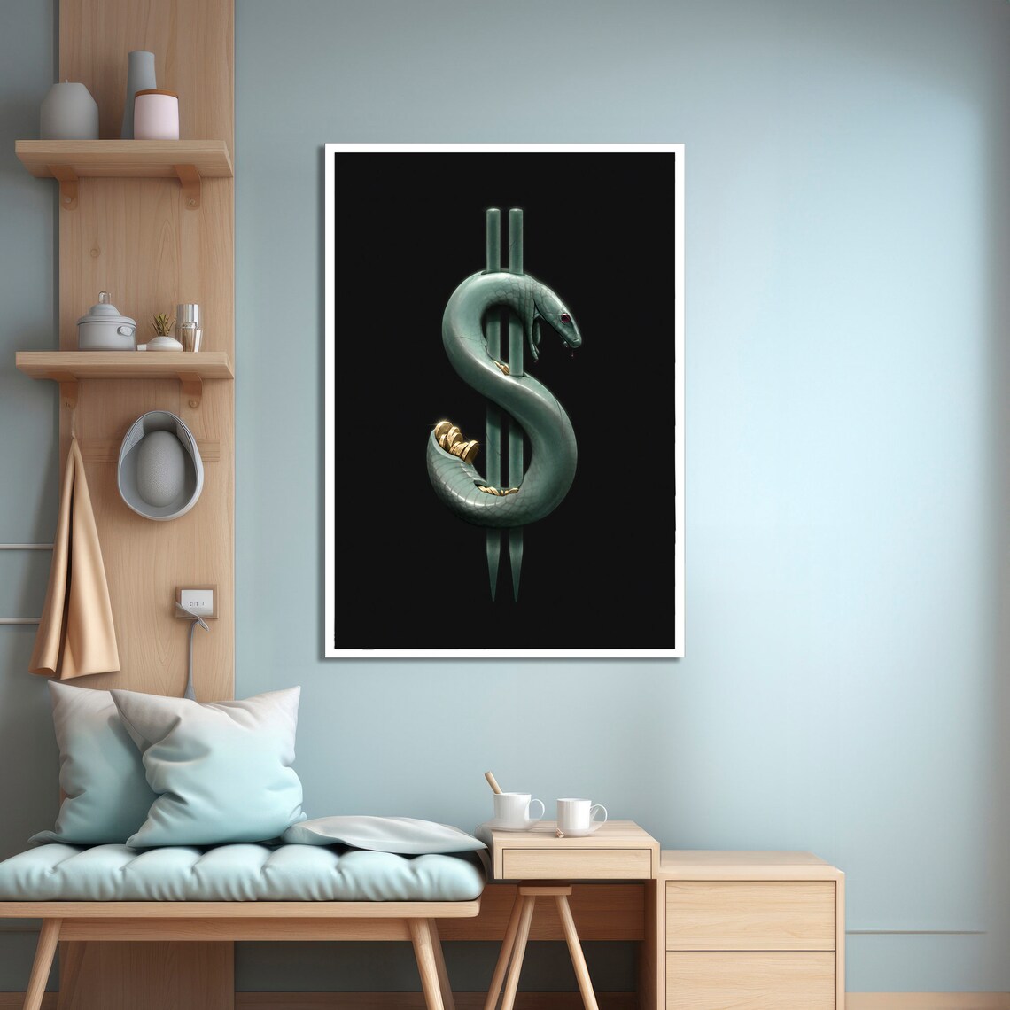 Dollar Sign and Snake, Modern Contemporary Art - Image 4