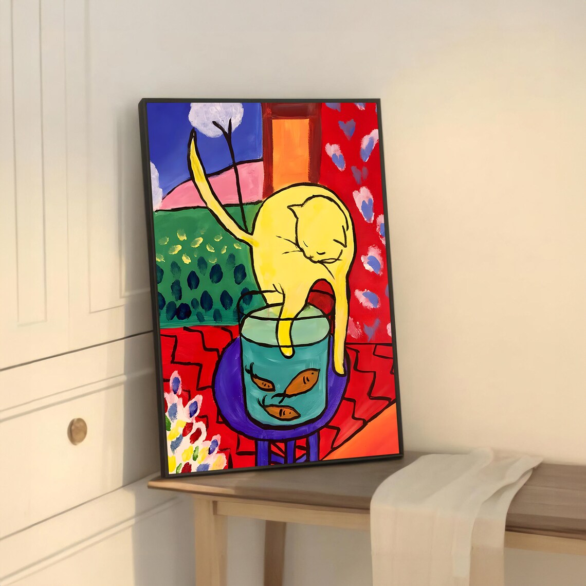 Matisse-Inspired Cat And Fishbowl Art Print - Image 5
