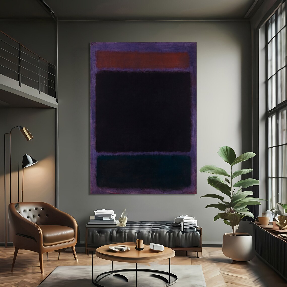 Deep Shades Of Purple And Black Abstract Art Print - Image 3