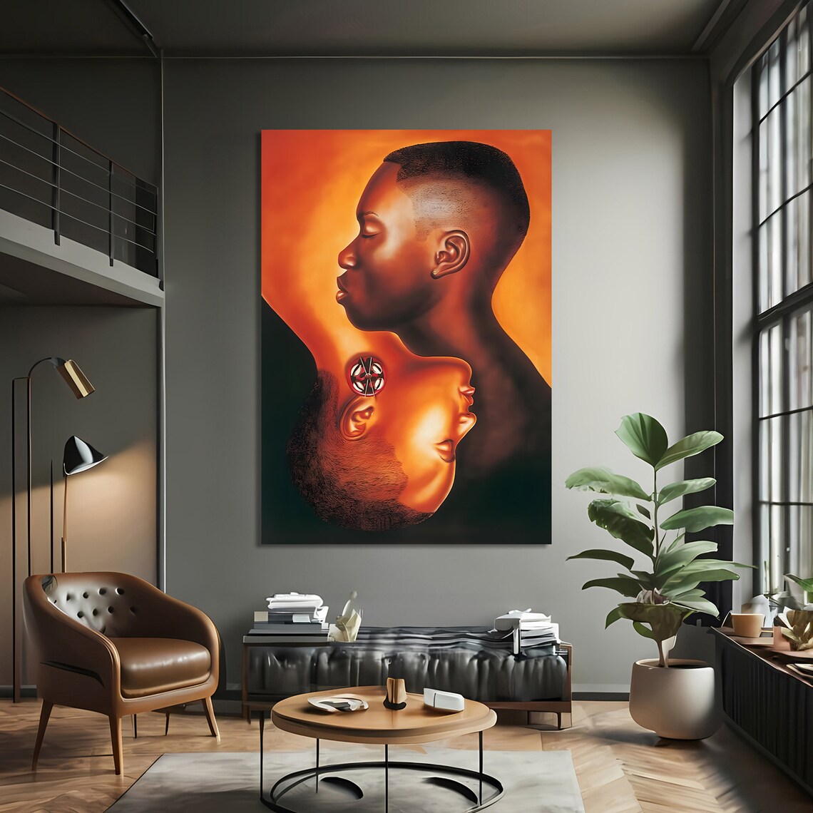 Dynamic Dual Portrait Painting, Bold African Art - Image 3