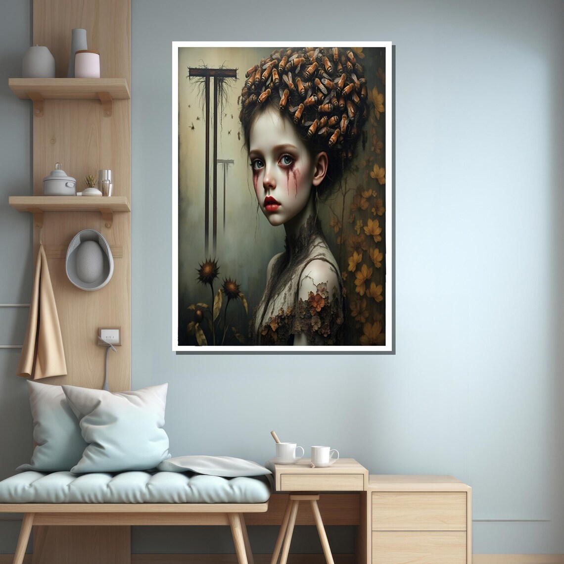 Gothic Girl With Dried Flowers And Tears Art Print - Image 3