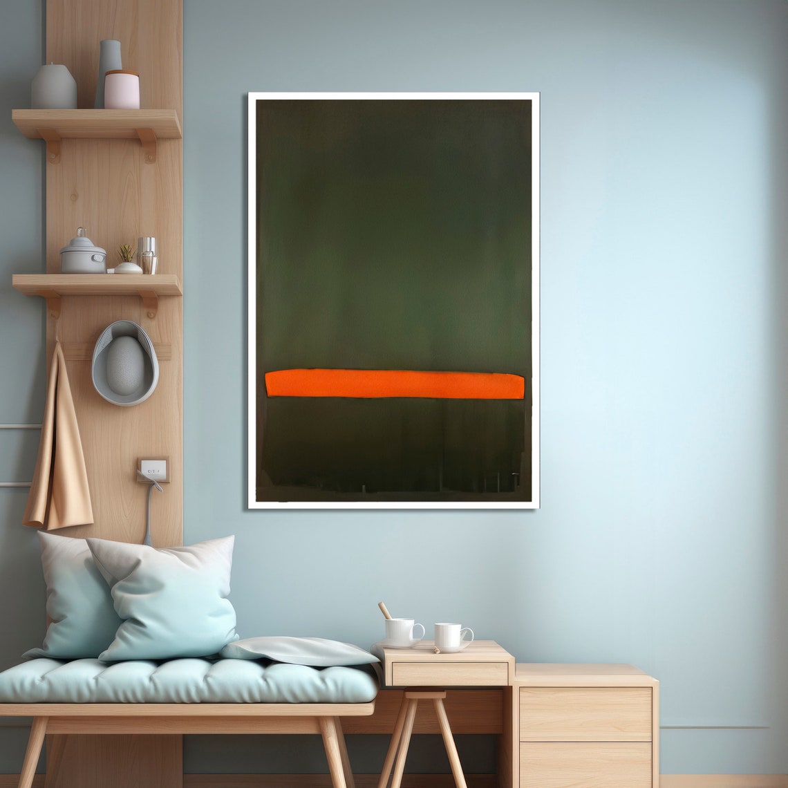 Modern Green And Orange Mark Rothko Style Abstract Wall Art For Sophisticated And Contemporary Home Decor - Image 4