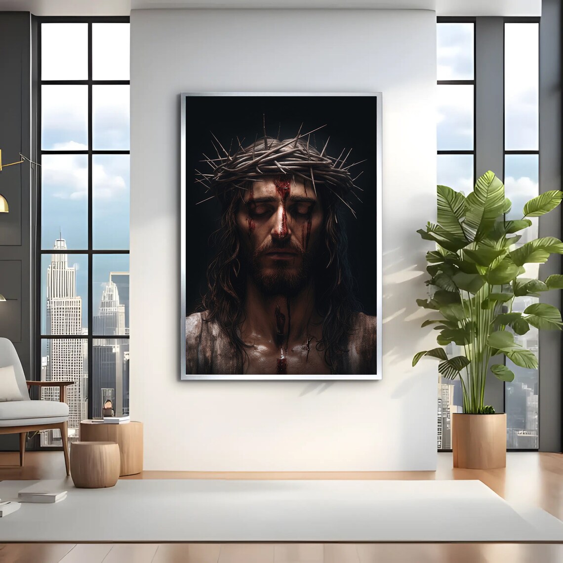 Jesus Christ, Crown Of Thorns Painting Art - Image 3