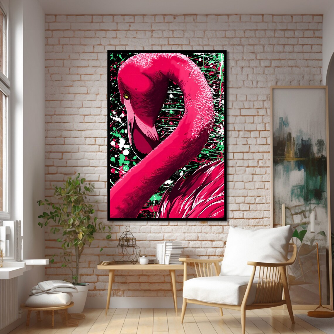Vibrant Flamingo Art Print, Modern Animal Poster - Image 3