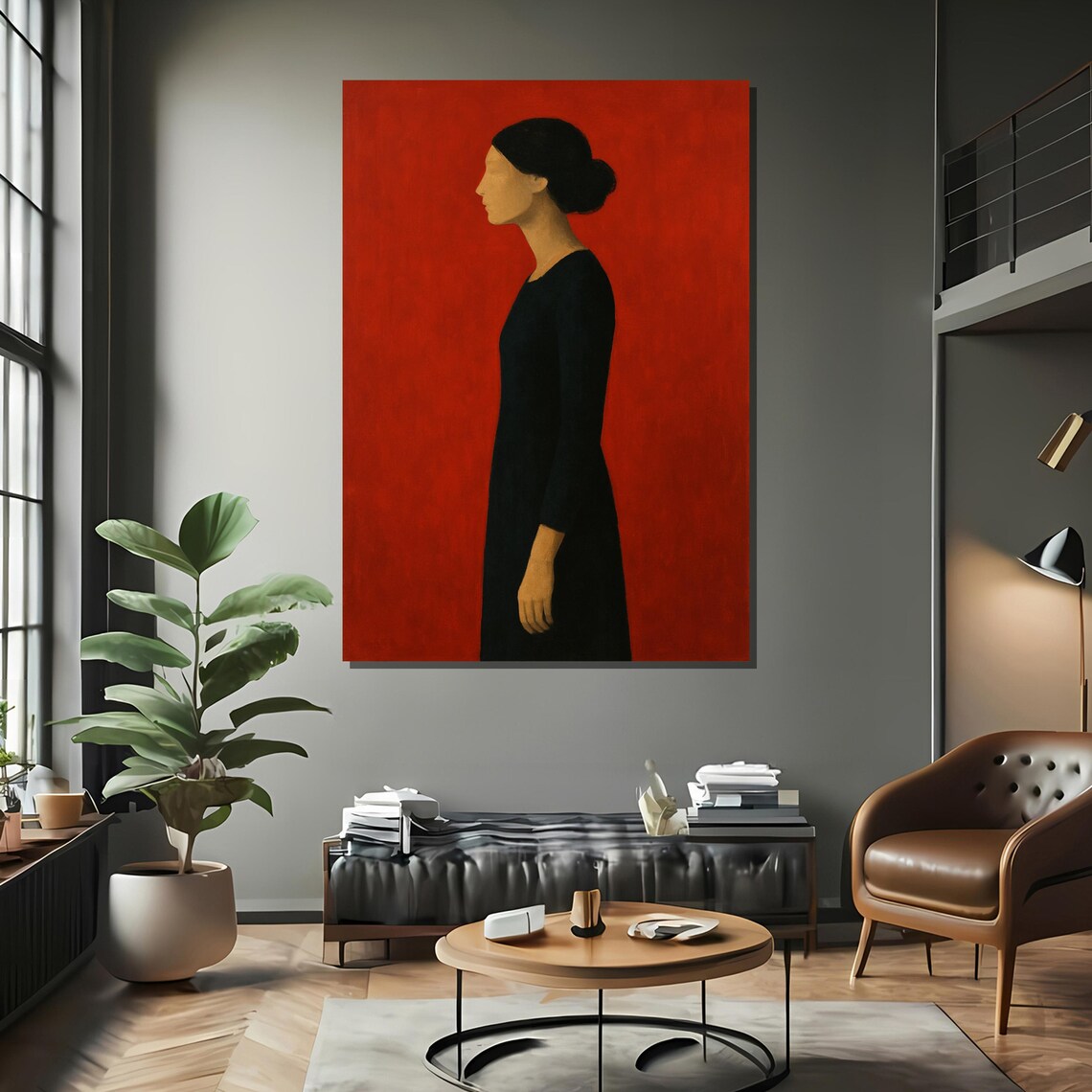 Minimal Woman In Black Dress, Art Print - Image 2