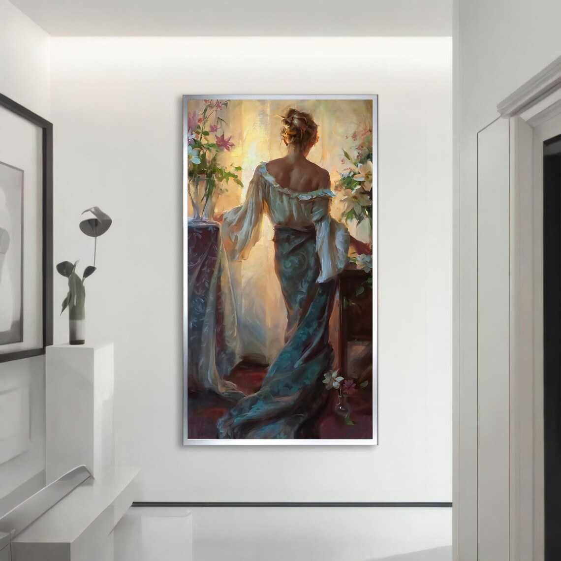 Elegant Lady Painting, Floral Romantic Home Decor - Image 2