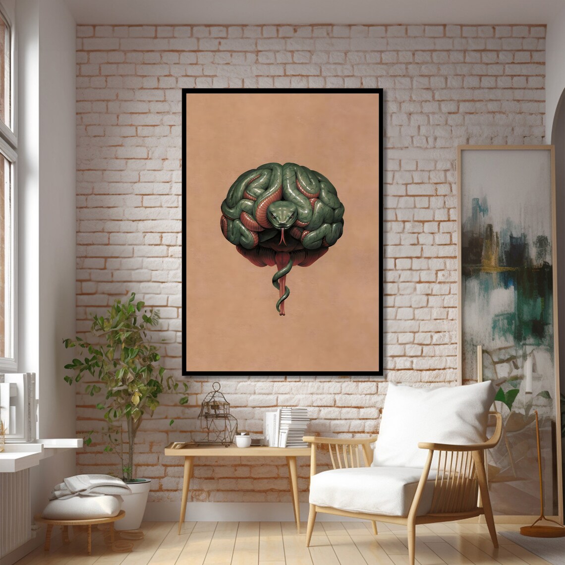 Snake And Brain Fusion, Modern Art Print - Image 3