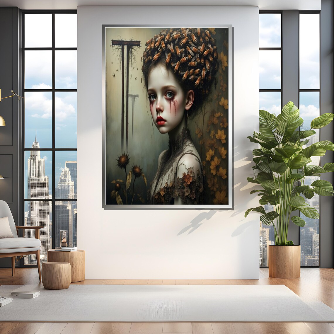 Gothic Girl With Dried Flowers And Tears Art Print - Image 4