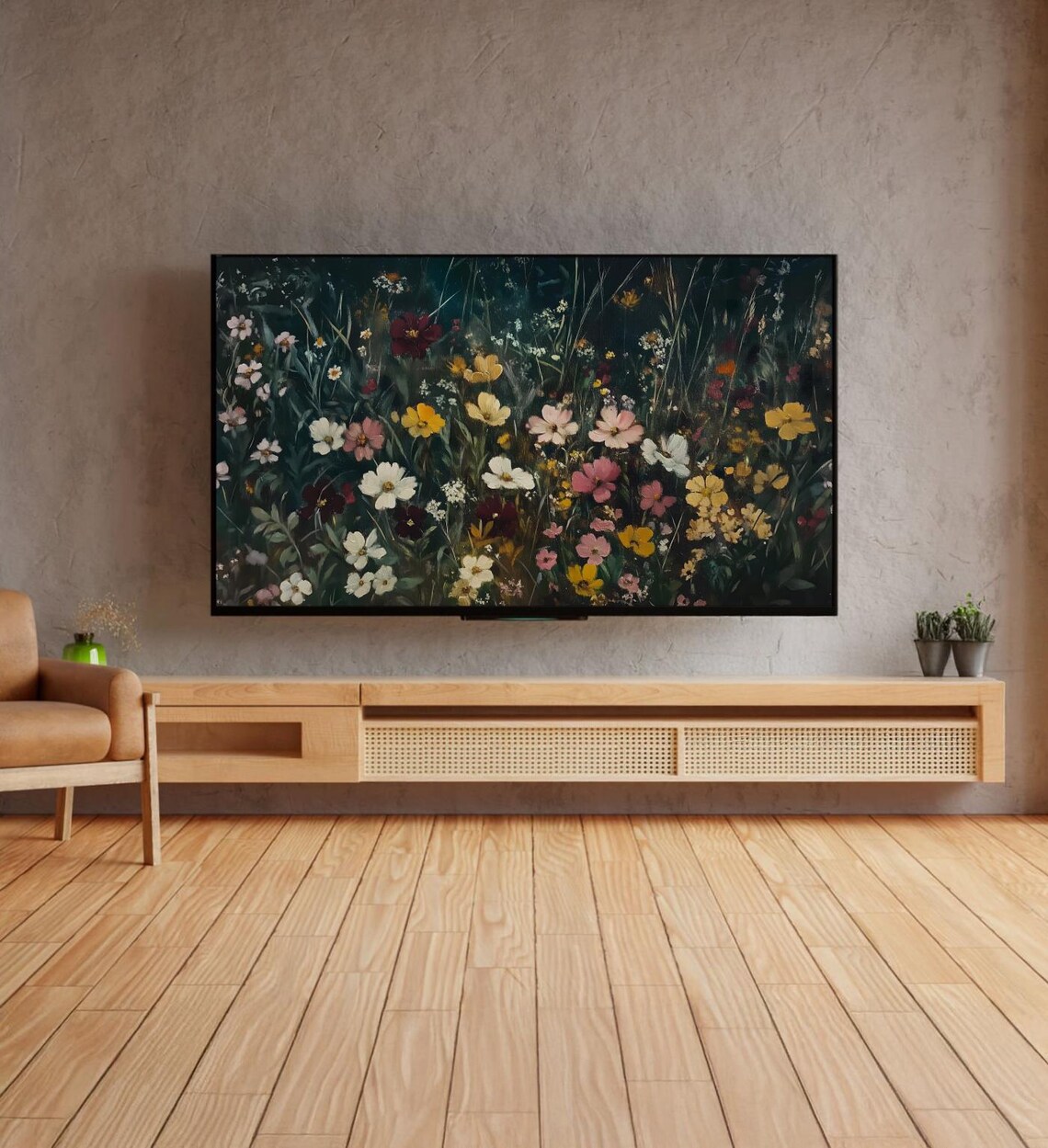 Moody Wildflower Garden Night Still Life Dark Botanical Art Poster - Image 4