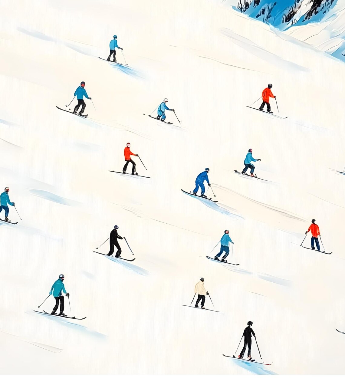Minimalist Skiers White Slope Colorful Modern Winter Sports Art Poster - Image 6