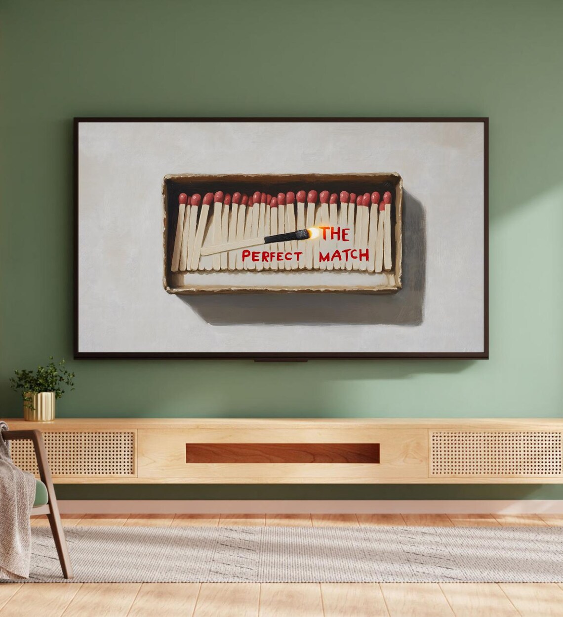 The Perfect Match Matchbox Painting Funny Love Pun Trendy Art Poster - Image 5