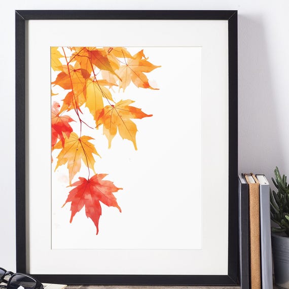 Autumn Leaves Wall Art Fall Foliage Botanical Poster Rustic Decor Seasonal Print For Home