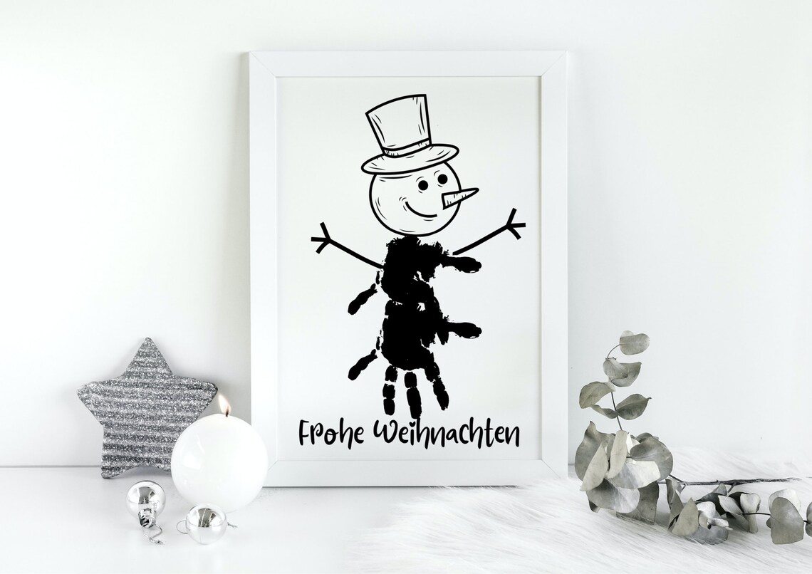 Merry Christmas Snowman Footprint Baby Holiday Keepsake Art Poster - Image 4