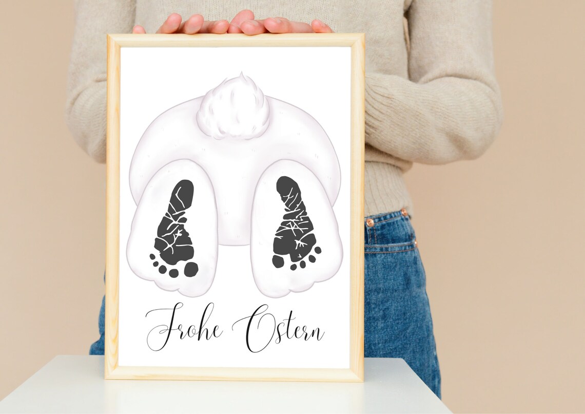 Easter Bunny Footprint Art Print, Keepsake Memory - Image 4