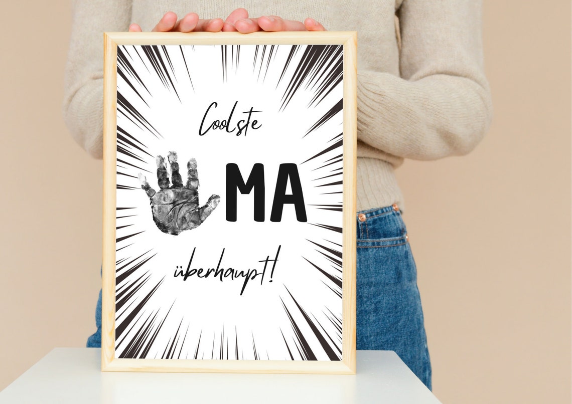 German Coolest Grandma Ever Handprint Gift Comic Style Poster - Image 3