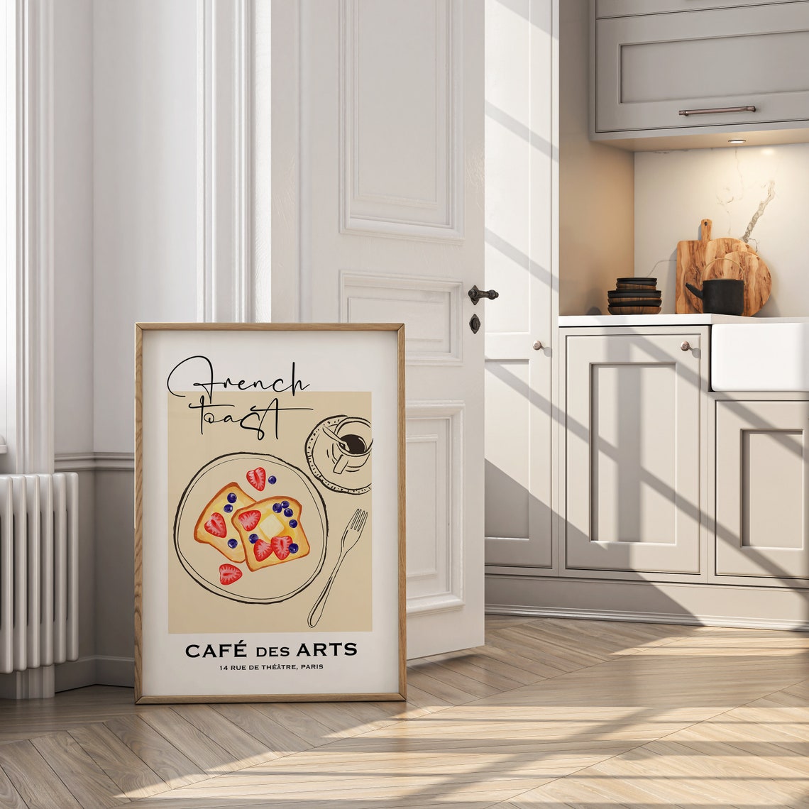 French Toast Berry Cafe des Arts Paris Breakfast Kitchen Print - Image 3