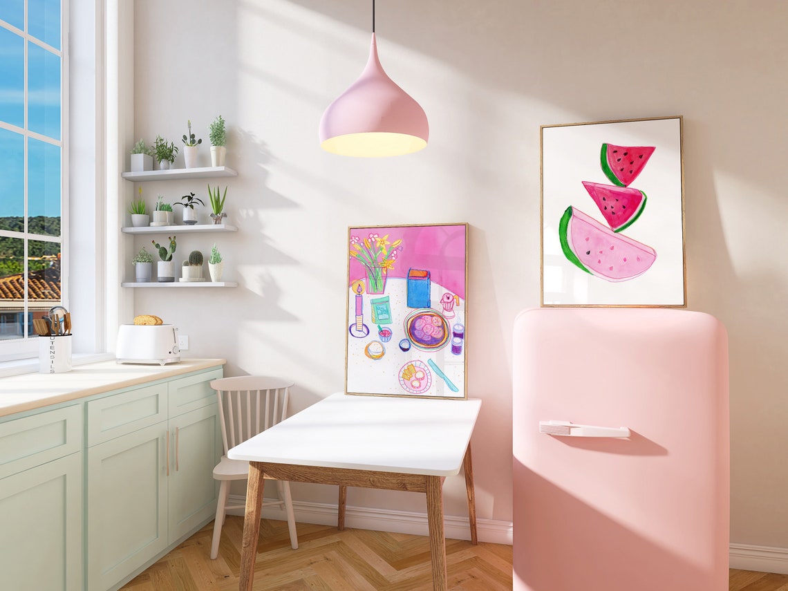 Watermelon Food Prints Artwork For Kitchen Decor Poster Watercolor Illustration - Image 2