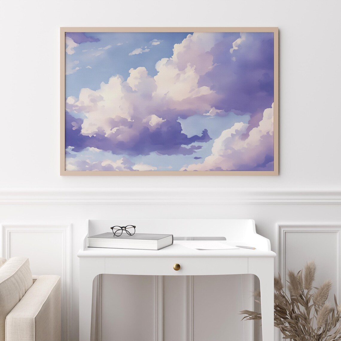 Purple Clouds Painting, Coquette Girls Room Decor - Image 3