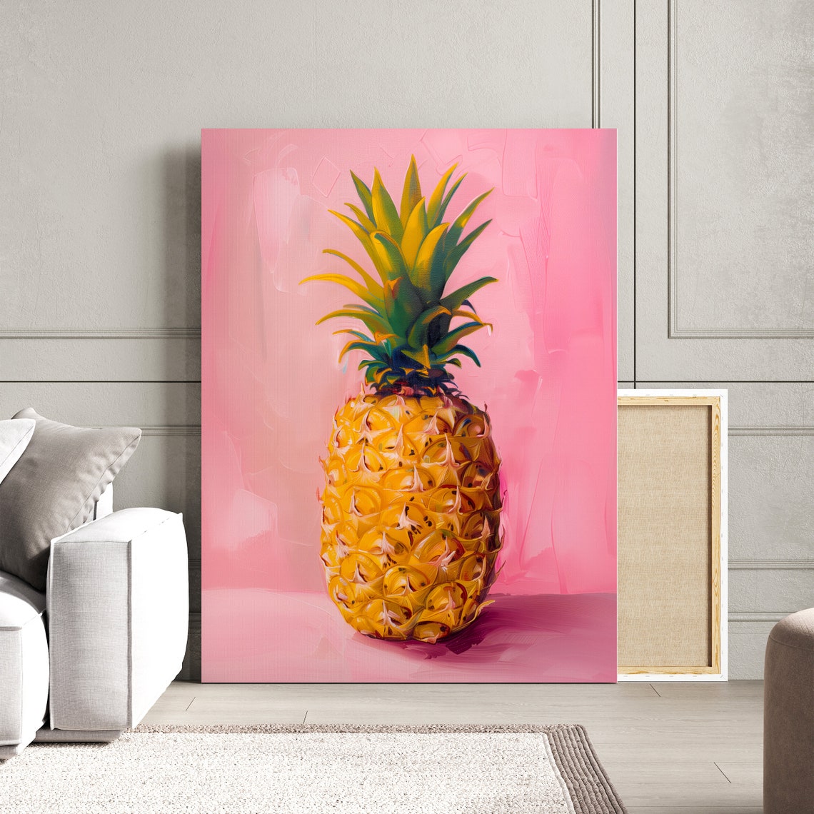 Pink Pineapple Painting, Tropical Fruit Art Print - Image 3