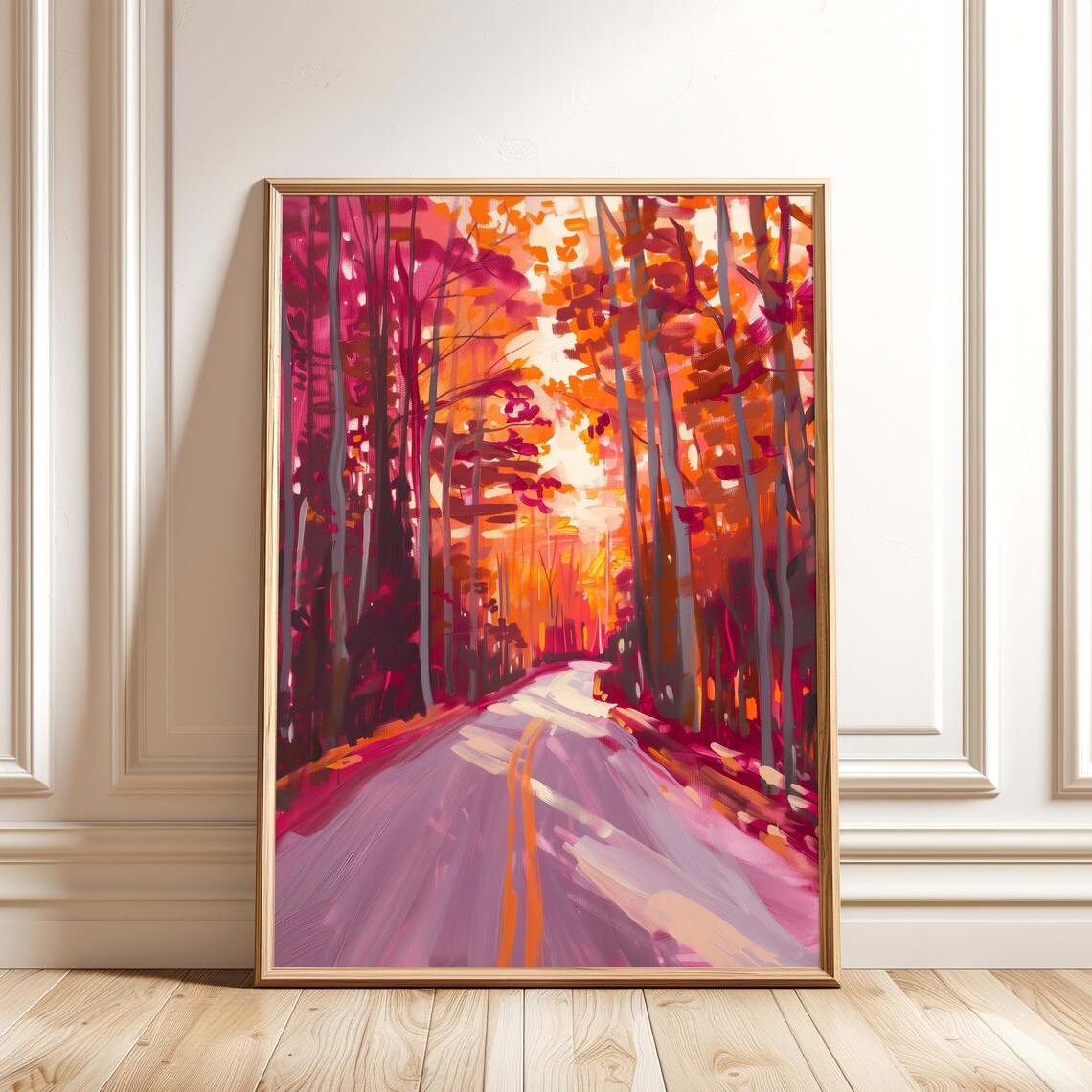 Autumn Forest Landscape Painting, Fall Trees Art Print