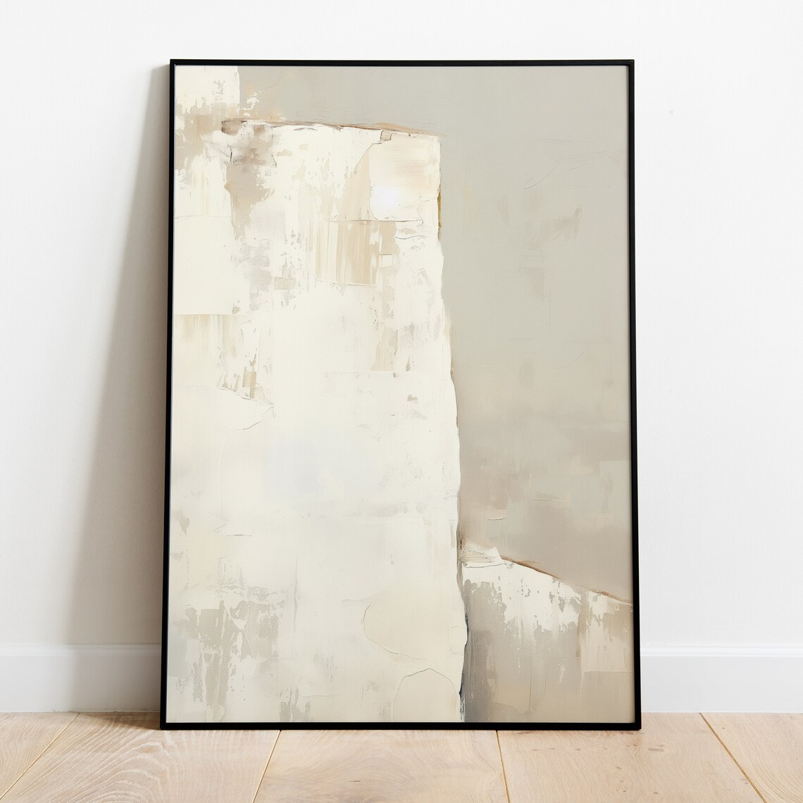 Abstract Beige And White Minimalist Art Print - Image 3