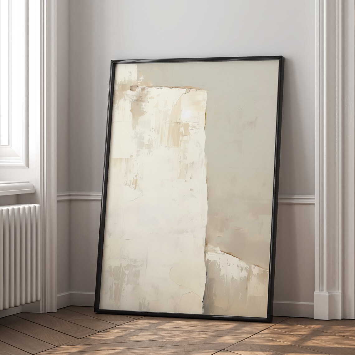 Abstract Beige And White Minimalist Art Print