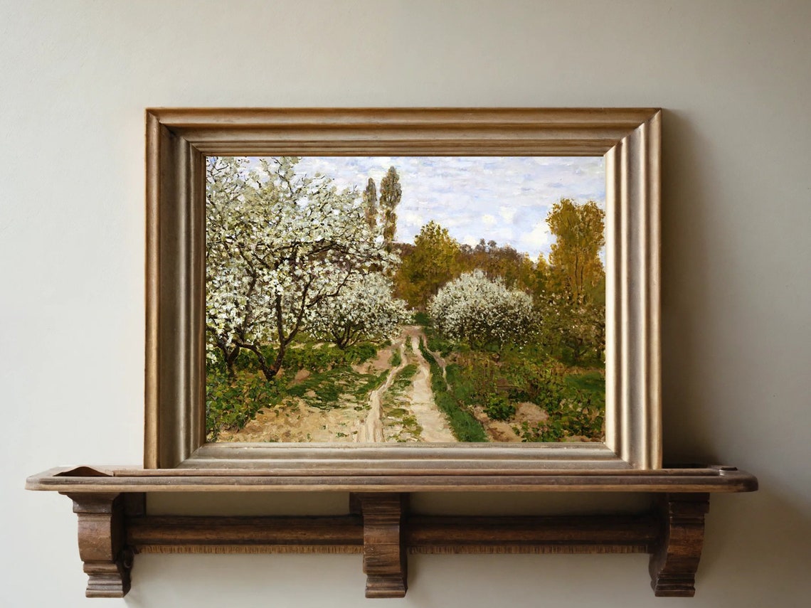 Monet Spring Blossom Orchard White Flowering Trees Garden Poster
