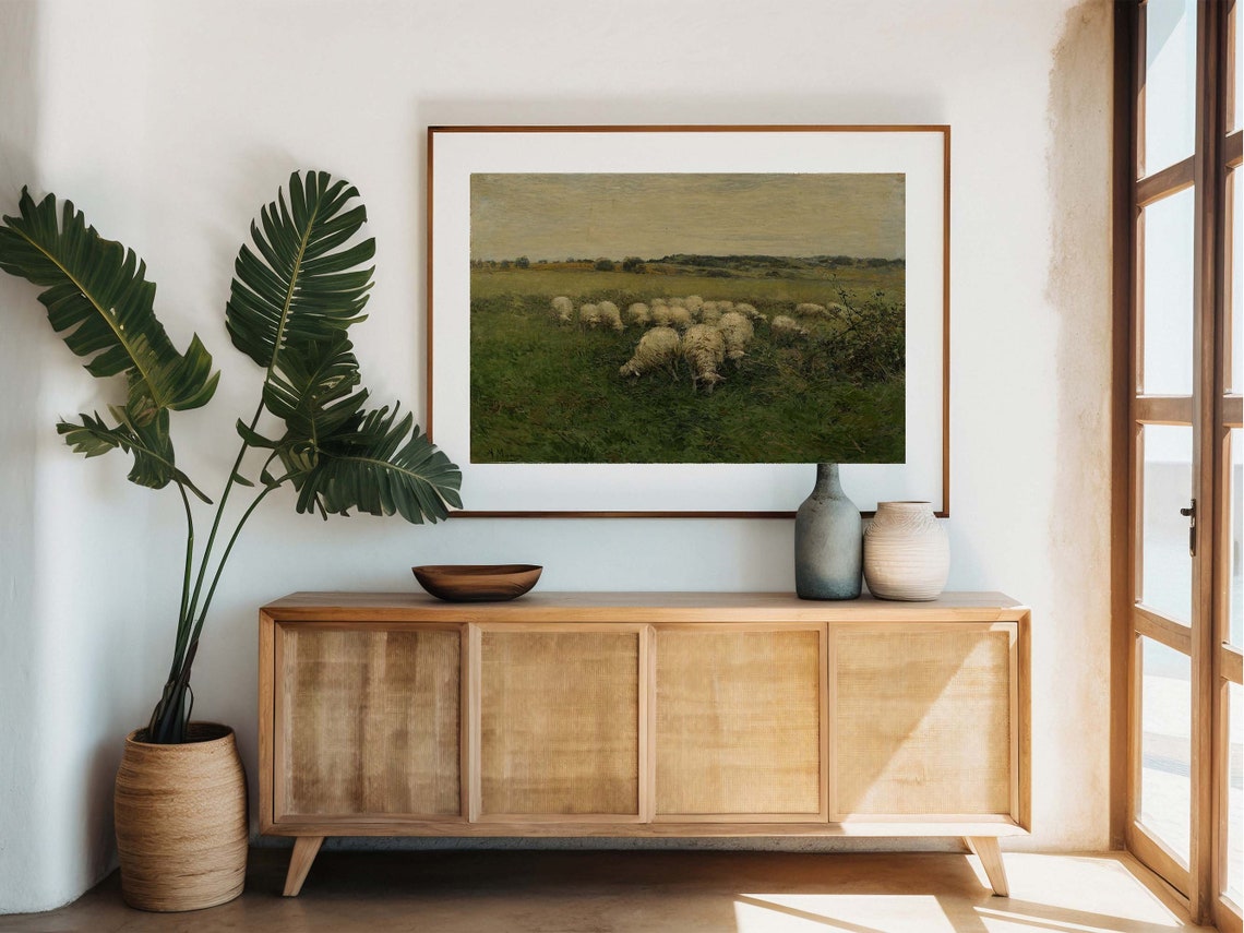 Meadow Sheep Painting Print Vintage Country Animal Poster Farmhouse Wall Art Country Animal Print Vintage Sheep Painting - Image 8