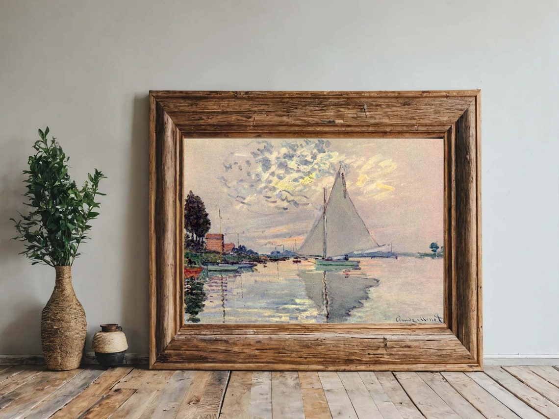 Claude Monet Print Sailboat At Le Petit Gennevilliers Poster Wall Art Poster Art Nature Inspired Classic Oil Sea Painting - Image 2