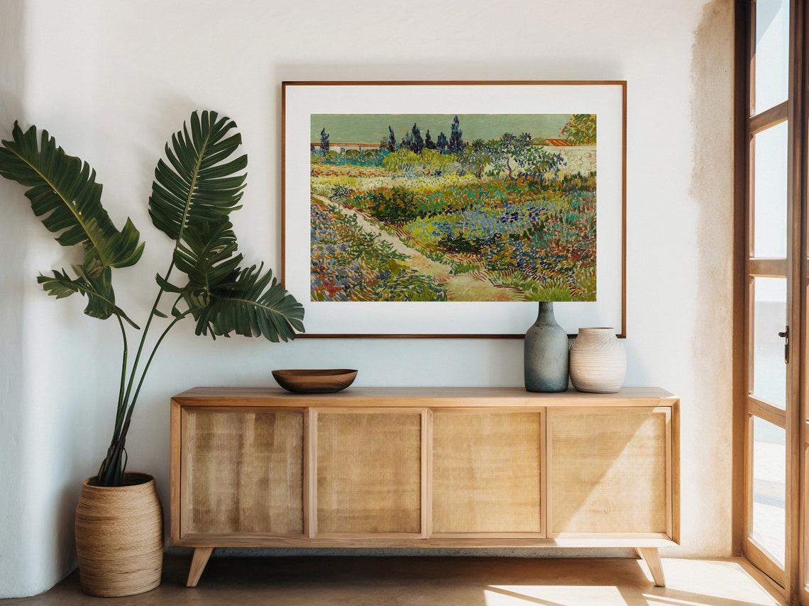 Van Gogh Flowering Garden Cypress Trees Impressionist Poster - Image 5