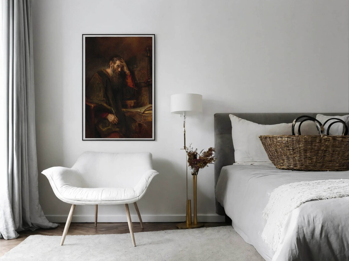 Apostle Paul By Rembrandt Art Print, Baroque Classic - Image 7