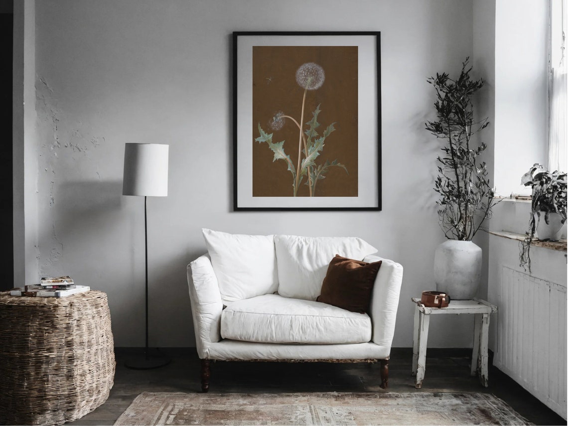 Dandelion Seed Head Butterfly Vintage Botanical Study Art Poster - Image 5