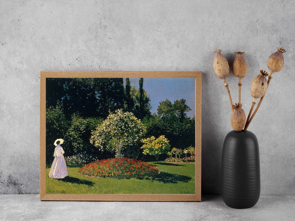Claude Monet Lady in the Garden Impressionist Parasol Woman Poster - Image 2