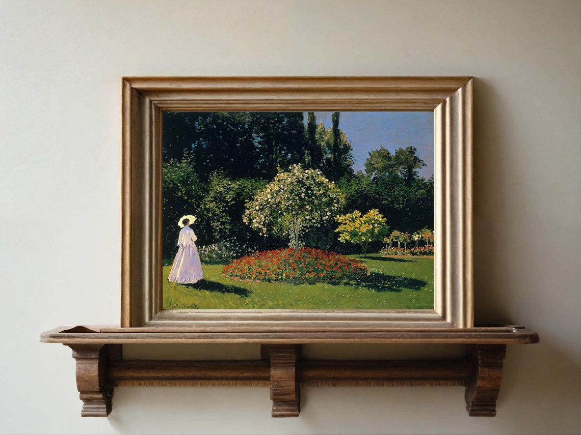 Claude Monet Lady in the Garden Impressionist Parasol Woman Poster